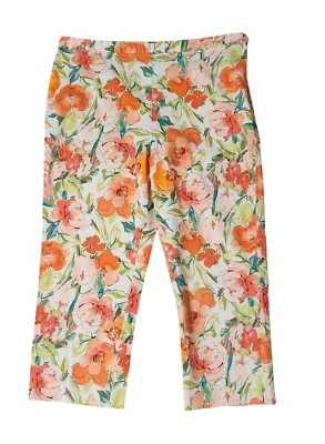 Lauren Ralph Lauren Capri Pants White w/ Pink Orange Floral Pattern Womens 12 - Image 1 of 4