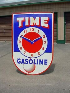 Time gas porcelain 6' sign see my neon signs, ford  Chevrolet Cadillac Musko