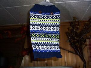 SIMPLY DOG DOG SWEATER VEST SIZE XS 12-14 INCH CHEST GIRTH MULTICOLOR  BLUE WHIT