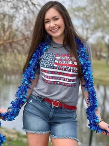 Camiseta Texas True Threads Callie Ann Stelter bandera americana - Imagen 1 de 7