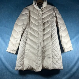 Reaction Kenneth Cole Womens Puffer Coat Beige Long Sleeve Size PM Polyester - Picture 1 of 13