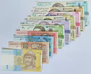 Set All Ukrainian Banknotes 1, 2, 5, 10, 20, 50, 100, 200, 500 1000 Hryvnia UNC - Picture 1 of 2