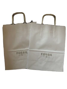 Lot Of 2 New Fossil White Paper Gift Bags Small For Accessories 8.25” x 10.5” - Picture 1 of 3