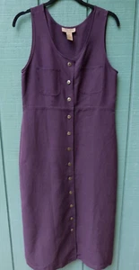 Directives Petites sz M Long Jumper Deep Purple Tencil Lycocell Button-Front - Picture 1 of 7