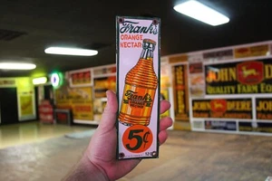 DRINK FRANK'S ORANGE NECTAR SODA POP DEALER PORCELAIN METAL SIGN COKE COLA - Picture 1 of 8