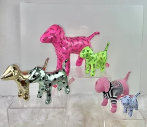 Lot Of 6 Victoria's Secret PINK Plush Dogs Neon Metallic Cloth *HTF* - Picture 1 of 12