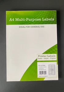 A4 Mehrzweck Matte Etiketten 16 Pro Blatt 99,1 x 33,9 mm - 100 Blatt (inkl. MwSt.) - Bild 1 von 1