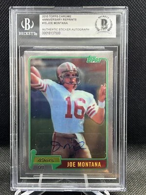 Joe Montana Firmado 2010 Topps Cromo #216 RC Beckett BAS Pegatina Automática Foto 1 de 3