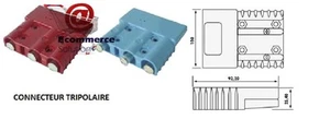 PRISE CONNECTEUR BLEU 48V TRIPOLAIRE BT BATTERIE CHARGEUR CHARIOT TRANSPALETTE - Picture 1 of 2