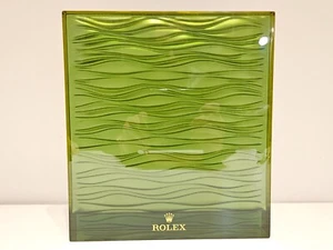 AUTHENTIC BIG 27.9x25.1sm GREEN WAVES ACRYLIC STORE DEALER WATCH DISPLAY "ROLEX" - Picture 1 of 9
