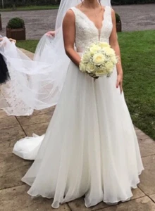 Wedding Dress Tara Keely. Size 12 (28 inch waist ). Full length, floaty . - Picture 1 of 24