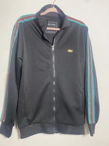 Chaqueta Ropa Hombre Reason Talla M - Nueva Sin Etiquetas Negro Rojo Verde Rayas Metálicas - Imagen 1 de 7