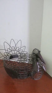 THANKSGIVING  TURKEY METAL WIRE BASKET ~ Basket diameter 10.5" ~ 16" x 12" x 10" - Picture 1 of 4