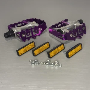 BIKE PURPLE PEDALS 9/16" FIXIE MTB MOUNTAIN RETRO NOS ALUMINIUM ALLOY BODY NEW - Picture 1 of 8