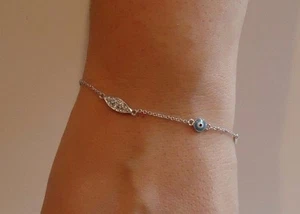 BÖSES AUGE DESIGN ARMBAND MIT 1,50 CT LABOR DIAMANTEN / 925 STERLING SILBER / 7'' LANG - Bild 1 von 7
