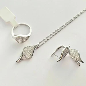 Genuine 925 Sterling silver ring earrings Pendant GIFTS PRESENTS CZ Stones - Bild 1 von 4
