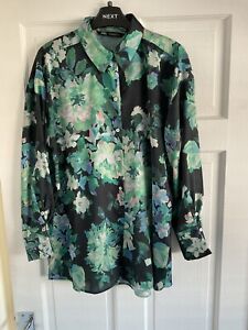 Zara Ladies Shirt Size M Green Floral Oversized Immaculate Condition