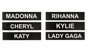  Name Door Wall Plaque Rihanna Cheryl Kylie Katy Modonna Lady Gaga