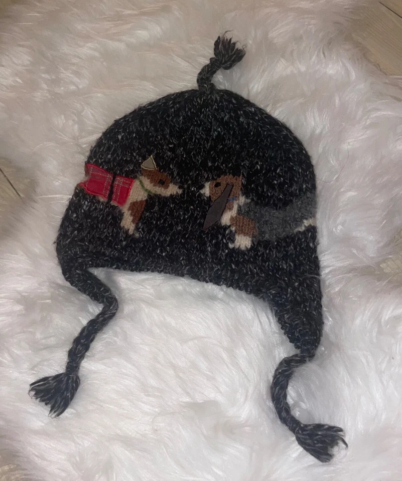 Chapéu de inverno Baby GAP malha cães mistura de lã acrílica neve meninos 2-4 anos preto - Imagem 1 de 3