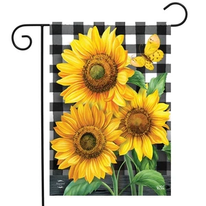 Briarwood Lane Checkered Sunflowers Summer Garden Flag - Picture 1 of 2