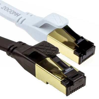 FLAT CAT8 Shielded Cable 2000MHz 40Gbps Ethernet LAN Ultra High Speed RJ45 Lot - Image 1 of 4