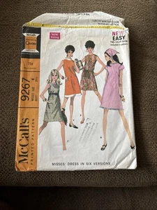 1968 Mini Dress Sewing Pattern - 60s Sleeveless - Bust 31.5 size 8 McCalls 9267 - Picture 1 of 1