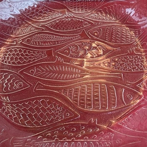 Extra große Kiste & Fass Glas Servierschale geprägt Fisch  - Bild 1 von 10