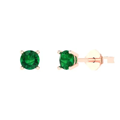 0.2 cttw Round Simulated Emerald Gold-Plated Push Back Stud Earrings for Women - Image 1 of 4