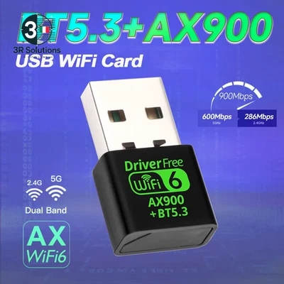 Adattatore USB AX900 Wifi 6 Bluetooth 5.3 Dual Band 2.4/5Ghz Dongle - Immagine 1 di 4
