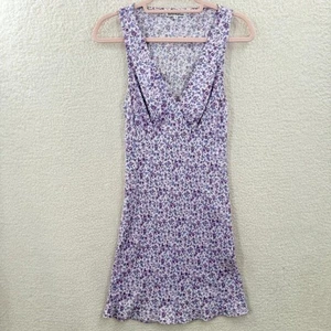 Reformation Calix Mini Dress is Muse Purple Floral Girly V Neckline Dress Size M - Picture 1 of 14