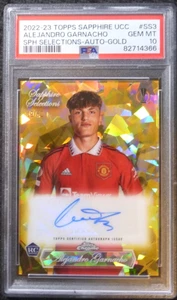 2022-23 TOPPS CHROME SAPPHIRE ALEJANDRO GARNACHO GOLD REFRACTOR AUTO/50 PSA 10 - Picture 1 of 2