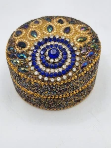 Handcrafted Beaded  Design  Trinket Jewelry Organizer  Tin - Picture 1 of 7