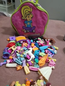 Vintage Konvolut Polly Pocket 18 Puppen + Kleidung Zubehör im Beutel  - Bild 1 von 19