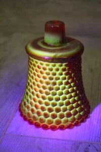Vintage Light Red Hobnail Votive Candle Holder Red Boron Nitride UV Glow - Picture 1 of 6