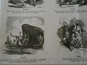 Caricature 1862 de 12 vignettes dont 1 sur La Baleine avalant Jonas - Bild 1 von 1