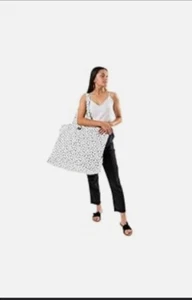 NWT Foundry Creative Capital Cheetah Oversized Tote Bag White Cream Black - Picture 1 of 10
