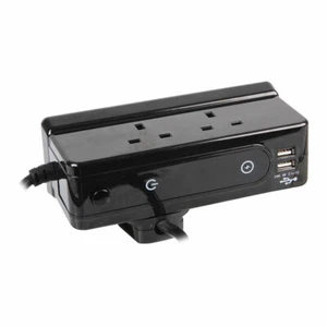 4-Gang Desktop Mains Extension Lead with 2x USB Charging Ports, 2m, Black - Picture 1 of 1