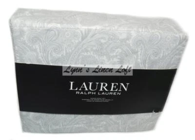 RALPH LAUREN Aaron Grey Paisley QUEEN SHEET SET DESIGNER 4P NEW COTTON GRAY - Image 1 of 4