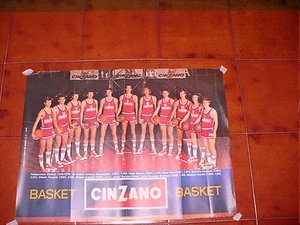 MANIFESTO POSTER PALLACANESTRO CINZANO INSERTO GIGANTI DEL BASKET N.3 1976  - Picture 1 of 1