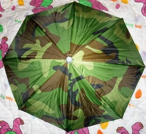 New Fold-able Sun Rain Umbrella Hat Cap Adjustable One Size Fits Most Camouflage - Picture 1 of 6