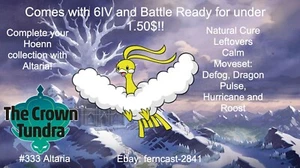 Pokemon Sword And Shield Shiny Altaria 6IV Battle Ready Fast Delivery - Picture 1 of 6