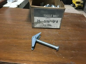 New 25 Count Box of 5/16'' x 3'' Toggle Bolts 5/16''x3''R - Picture 1 of 2
