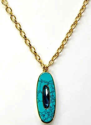 QVC Vince Camuto Goldtone Turquoise & Blue Glass 32" Necklace Foto 1 de 4