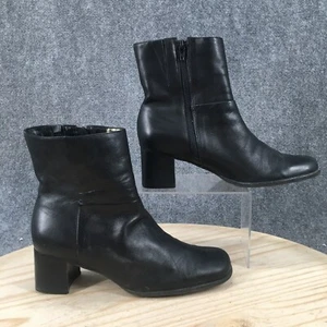 Easy Spirit Boots Womens 9 B Ankle Booties Heels Black Leather Side Zip - Picture 1 of 18