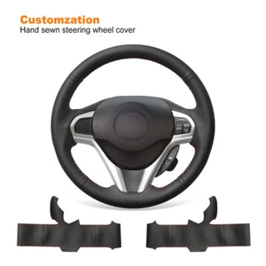 Hand sewn Black Top Leather Car Steering Wheel Cover Wrap for Honda CR-Z CRZ - Picture 1 of 8