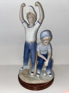 Vintage 1989 Paul Sebastian Home Run Boys Porcelain Figurine 9" Tall Blue White - Picture 1 of 5