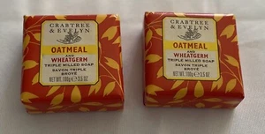 CRABTREE & EVELYN OATMEAL & WHEATGERM TRIPLE MILLED SOAP 3.5 OZ EACH LOT 2 NEW - Picture 1 of 2