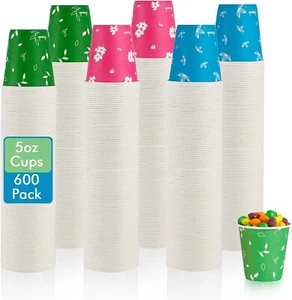 600 Pack 5 oz Paper Cups, Colorful Disposable Mouthwash Cups, Small Disposabl... - Picture 1 of 2