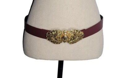 GAY BOYER Vintage LION Head Belt BUCKLE Gold Tone Metal 1980s - Image 1 of 4