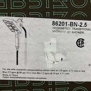 Brizo 86201-BN-2.5 H2Okinetic Square 2-In-1 Hydrati Shower Head and Hand Shower, - Picture 1 of 2